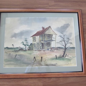 Art, Watercolor, Framed Original Watercolor Art, Signed and Dated 1949 Framed Watercolor, Framed Art