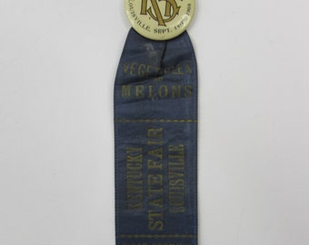 Ribbon and Awards, Antique State Fair Ribbon and Button, Antique Kentucky State Fair Blue Ribbon Award and Button, Antique Memorabilia