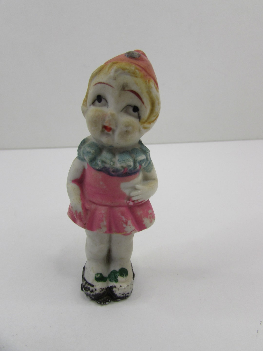 Antique Penny Doll, Antique Penny Flapper Clown Doll, Penny Flapper