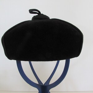 Evelyn Varon Vintage Pillbox Hat Womens OS Black Wool Felt Bow | Mid Century Mod Pillbox hat evelyn varon - Gem main image 2
