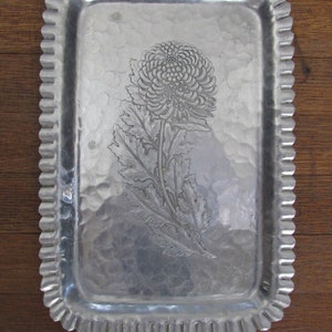 Tray, Trade Continental Mark Tray, Aluminum Tray, Trade Continental Mark Aluminum Tray, Trade Continental Mark Chrysanthemum Tray