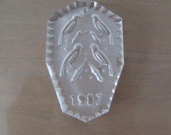 1987 Waterford Crystal Ornament: 12 Days of Christmas, 4 Calling Birds