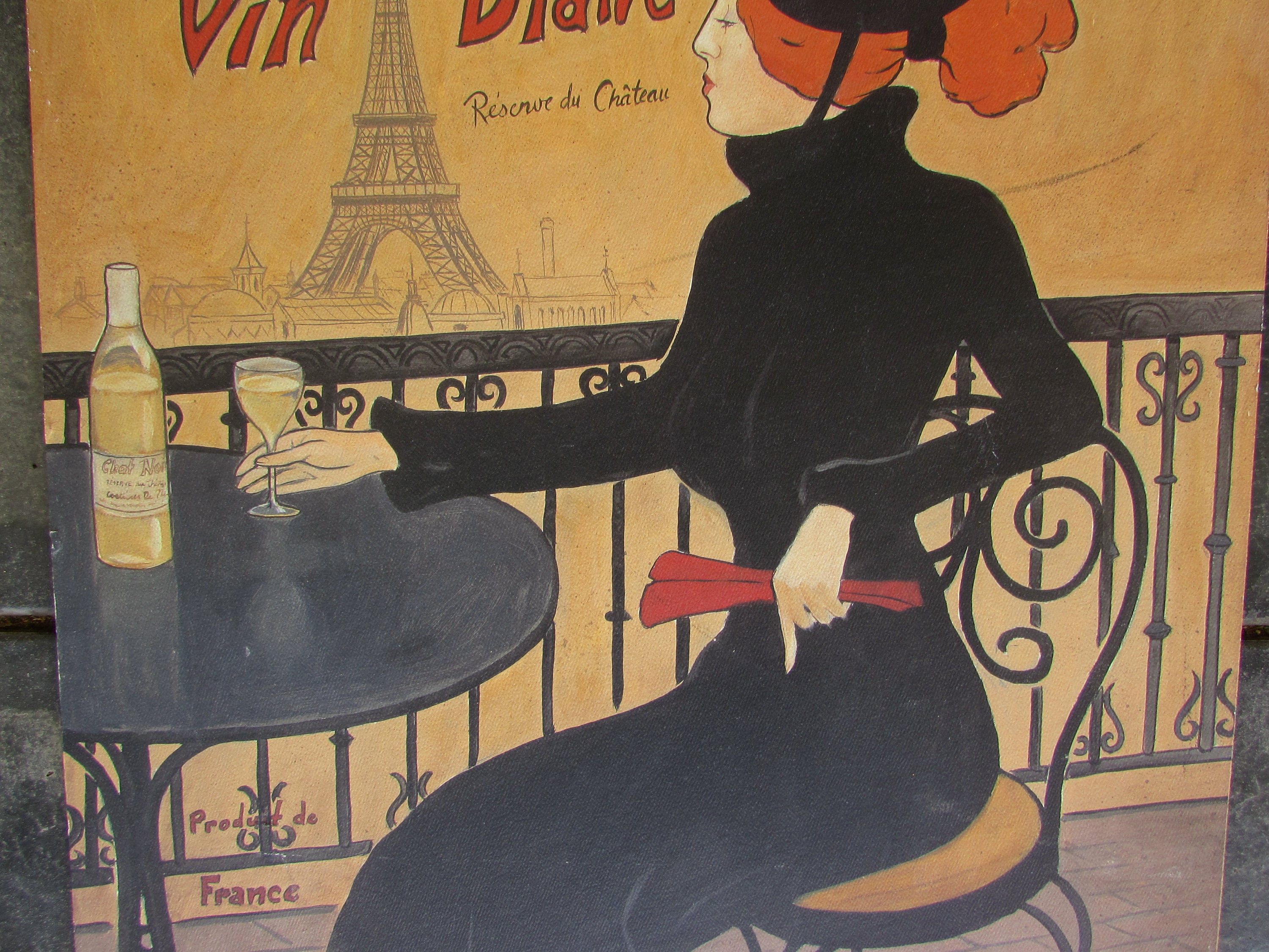 Rare Chat Noir Vin Blanc Art Print - O Rousseau - French