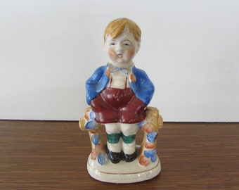 Occupied Japan Boy, Vintage Occupied Japan Figurine, Boy on Fence Figurine, Vintage Boy Figurine Occupied Japan, Figurines