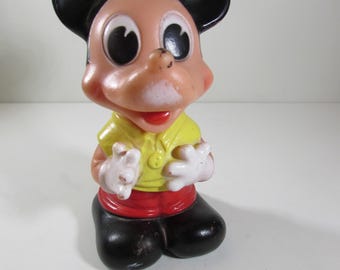 Vintage Mickey Mouse Squeak Toy, Walt Disney Productions, Made in Italy