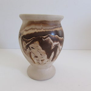 Vintage Nemadji Pottery Vase: Hand-Painted Swirl Design