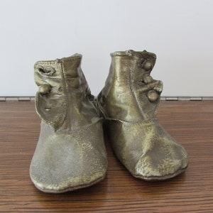 Antique Baby Shoes, Antique Bronzed Baby Shoes, Antique Bronzed Button-Up Baby Shoes, Antique Shoes, Baby Shoes, Bronzed Baby Shoes