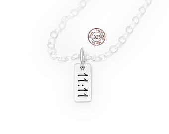 Teeny Tiny 11:11 Angel Number Charm Necklace, Sterling Silver or Gold, 111 Angel Number Tiny Charms 111 222 333 555 666 777 888 999 1111