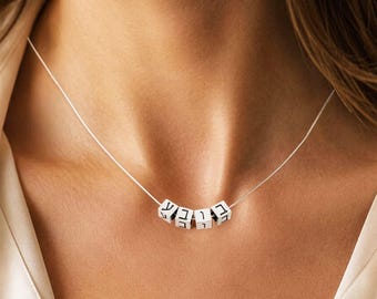 Hebrew for Bubbe, Bubbie, Bubby, 925 Sterling Silver Grandmother Necklace, Hebrew Letter Beads