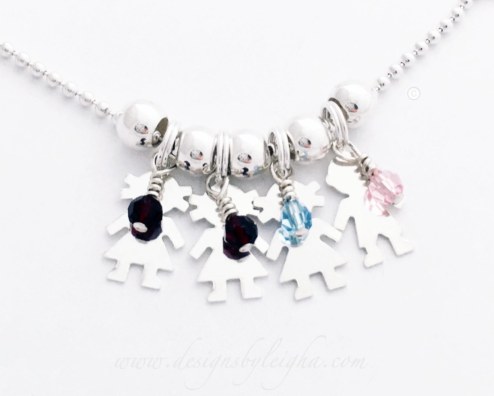 Boy and Girl Charm Necklace With Birthstone Option .925 Etsy