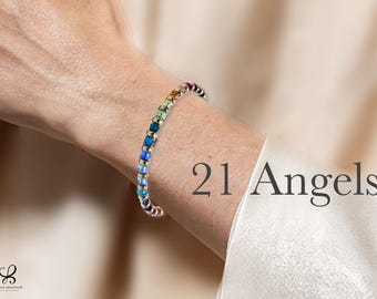Gold Archangel Bracelet: 21 Angel Crystals, Heart Charm