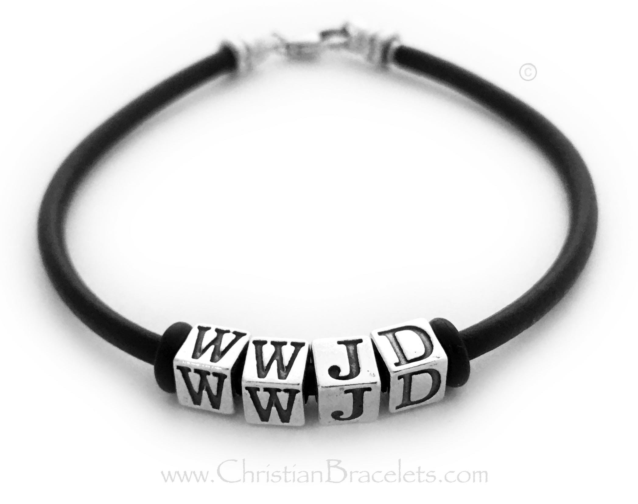 Leather WWJD Bracelet What Would Jesus Do Black Leather Etsy