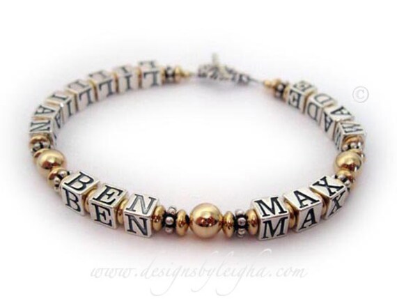 block letter name bracelets