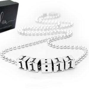 1111 Make a Wish Necklace, 1111 Angel Necklace, 1111 Jewelry, 222, 444, 888 any number, any message .925 sterling silver
