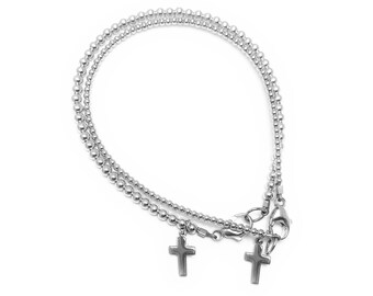 Sterling Silver Cross Charm Bracelet, Tiny Cross Bracelets, Necklaces, Anklets, Tiny Cross Jewelry, Mommy and Daughter Cross Jewelry