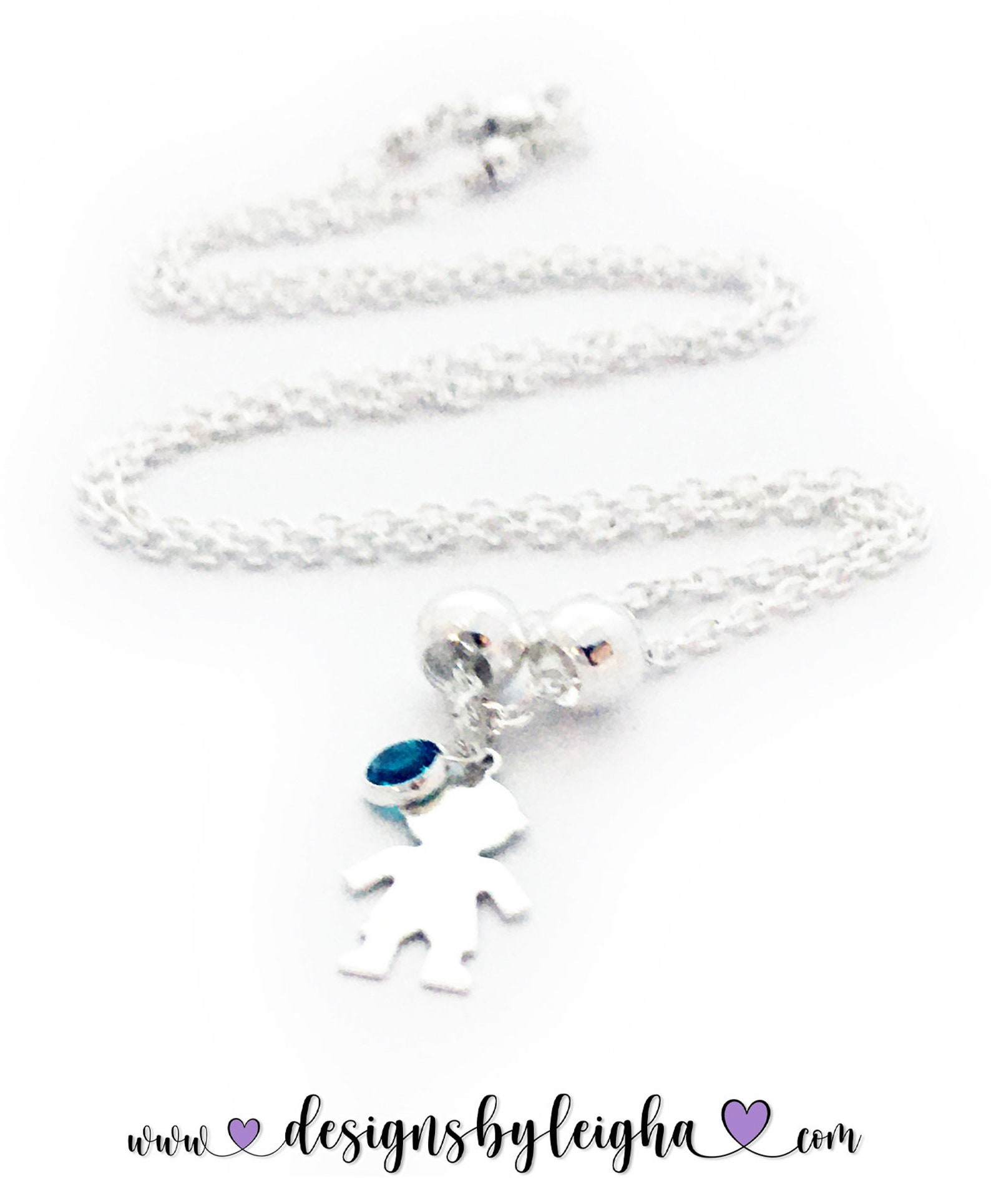 Boy and Girl Charm Necklace With Birthstone Option .925 Etsy