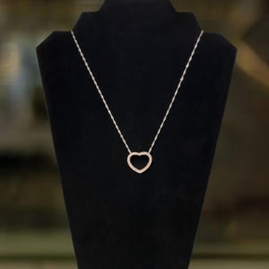 Pink Open Heart Pendant Necklace for Valentine&#39;s Day
