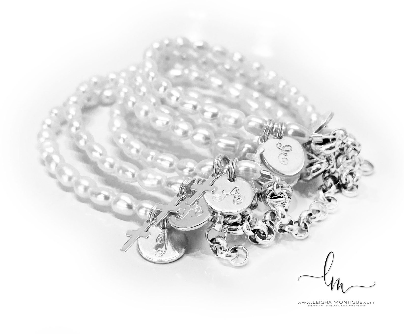 Little Girl Baby Pearl Bracelet Personalized Baby Pearl Cross Etsy