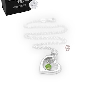 Sterling Silver Open Heart Birthstone Necklace or Bracelet Personalized Family Jewelry Gift for Mom, Grandma, Wife, Girlfriend, Best Friend