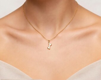 Tiny 14k Gold Plated Tiny Dog Bone Charm Necklace