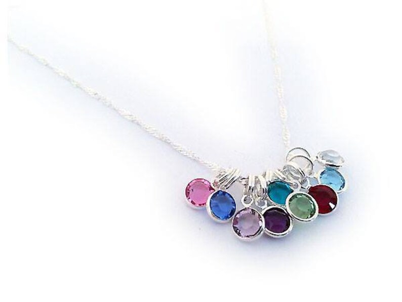 Birthstone Charm Necklace with Birthstone Charms Personalized Etsy