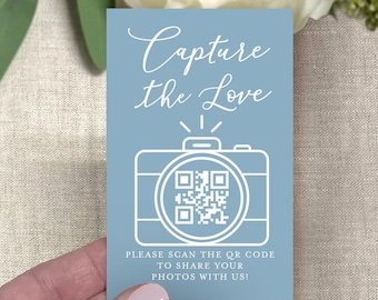 Capture the Love QR Code Small Wedding Card, Printed Wedding QR Code Card with Camera, Small Wedding QR Code Card, Many Colors Available