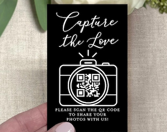 Capture the Love QR Code Small Wedding Card, Printed Wedding QR Code Card with Camera, Small Wedding QR Code Card, Many Colors Available