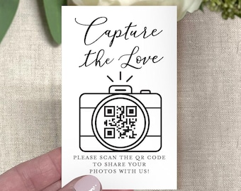 Personalized QR Code Wedding Cards, Printed Wedding QR Code Card with Camera, Small Wedding QR Code Card, Many Colors Available