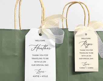 Individual Guest Name Gift Tags, Personalized Name Tags, Printed Personalized Out of Town Guest Hotel Gift Bag Tags, Printed and Shipped