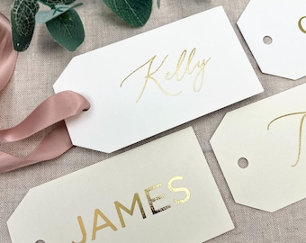 Gold Bridesmaid Gift Tags, Personalized Name Tags that Shine, Bridesmaid Proposal, Gold Foil, Bridesmaid Gifts, Elevated Gift Tags