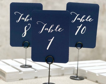 Wedding Table Numbers - Printed 5x7 Table Numbers - Simple Table Numbers - Double Side Printed Table Numbers - White Ink