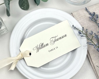 Printed Name Cards with Holes, Hanging Name Tags, Personalized Tags for Guest Seating, Printed Personalized Tags You Can Tie to Gifts