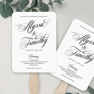 Printed Wedding Program Fans, Wooden Sticks Included, Customize Your Names, Hand Held Wedding Program Fans, Colors Available, You Assemble