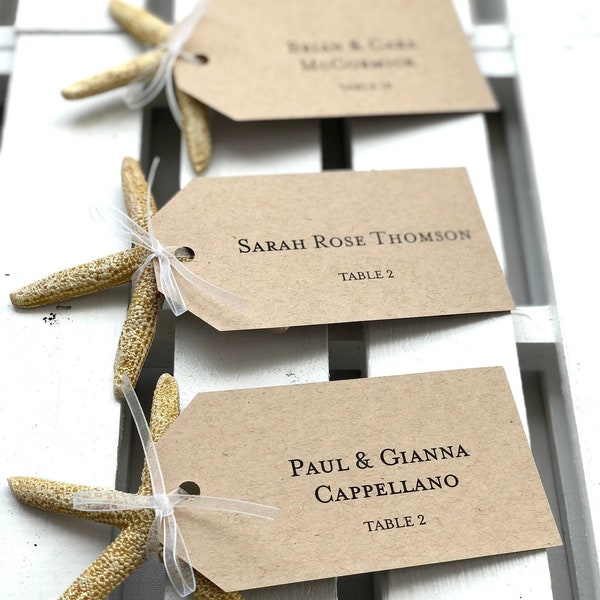 Hanging Name Cards, Hanging Name Tags, Guests Seating Assignments, Printed Hanging Favor and Seating Tags  with Hole Punched