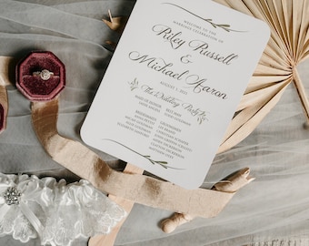 Rustic Wedding Program Fans - Fall Wedding Program Fans - Printed Ceremony Fan for Weddings - Printed you Assemble - Rustic Woodland Wedding