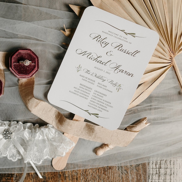 Rustic Wedding Program Fans - Fall Wedding Program Fans - Printed Ceremony Fan for Weddings - Printed you Assemble - Rustic Woodland Wedding