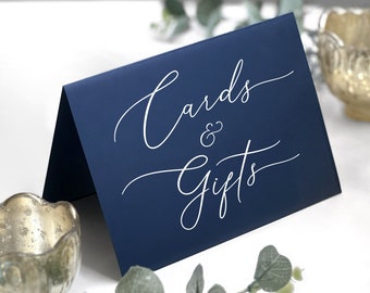Cards and Gifts Table Sign, Navy Blue Gifts Sign, Modern Minimalist Gifts Sign, Wedding Gifts, Wedding Table Top Card, Printed and Folded