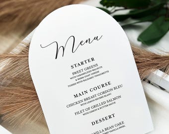 Arch Shaped Menu Cards, Printed Arched Wedding Menus, Rounded Menus, Minimalist Wedding, Simple Modern Wedding Decor