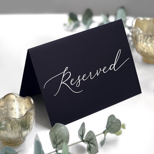 Printed Reserved Table Card, Reserved Seating Table Sign, Modern Minimalist Reserved Signs, Wedding Table Top Cards, Print and Folded