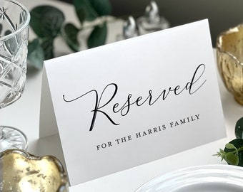 Customizable Printed Reserved Table Signs, Printed Wedding Table Card, Folded Reserved Seating Cards, Reserved Ceremony Seating