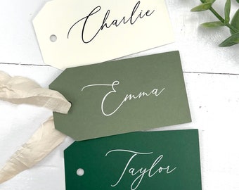 Green Bridesmaid Gift Tags, Personalized Name Tags for Proposal Boxes, Printed Personalized Bridesmaid Gift Tags,  Many Colors Available