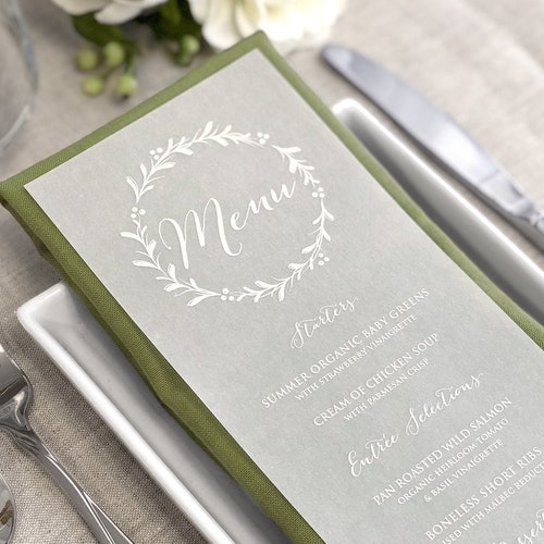Vellum Wedding Menu Cards Printed White Ink Vellum Menus Etsy