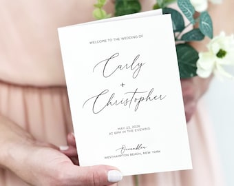 Printed Ceremony Program Booklet, Folded Wedding Ceremony Programs, Many Colors to Choose From, Handheld Programs