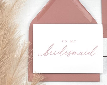 To My Bridesmaid Cards Matching Envelopes, Thank You Card, Wedding Party Cards, Blank Inside, Day of Wedding, Bridal Party Thank You Cards