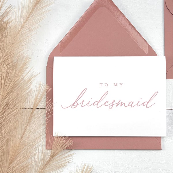 To My Bridesmaid Cards Matching Envelopes, Thank You Card, Wedding Party Cards, Blank Inside, Day of Wedding, Bridal Party Thank You Cards