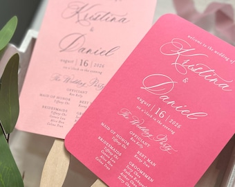 Printed Wedding Program Fans, Wooden Sticks Included, Outdoor Ceremony Decor, Many Colors Available, Assembly Required