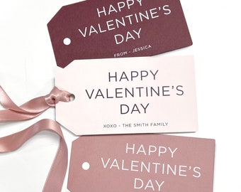 Valentines Day Gift Tags, Valentines Day Custom Party Tags, Kids Valentine Gift Tags Parties, Pink, Rose, Maroon Valentines Tags, White Ink