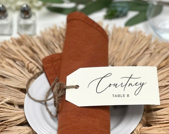 Hanging Place Cards, Printed Name Tags, Personalized Tags with Holes for Seating Cart, Printed Personalized Reception Place Card Tags