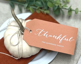 Thankful Gift Tags, Choose a Grateful Greeting, Thanksgiving Gift Tags, Party Favor Tags, Thanksgiving Napkin Tags, Tag for Gifts, White Ink