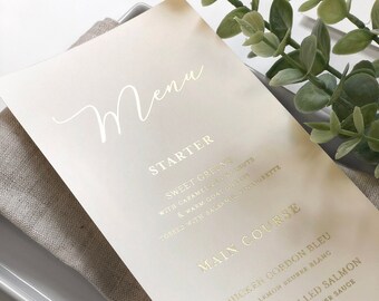 Rustic Blue Peach Gold Menu Cards Party Table Menu Card Affordable Reception Menu Cards MC527 120LB premium card stock Menu Card PRINTED